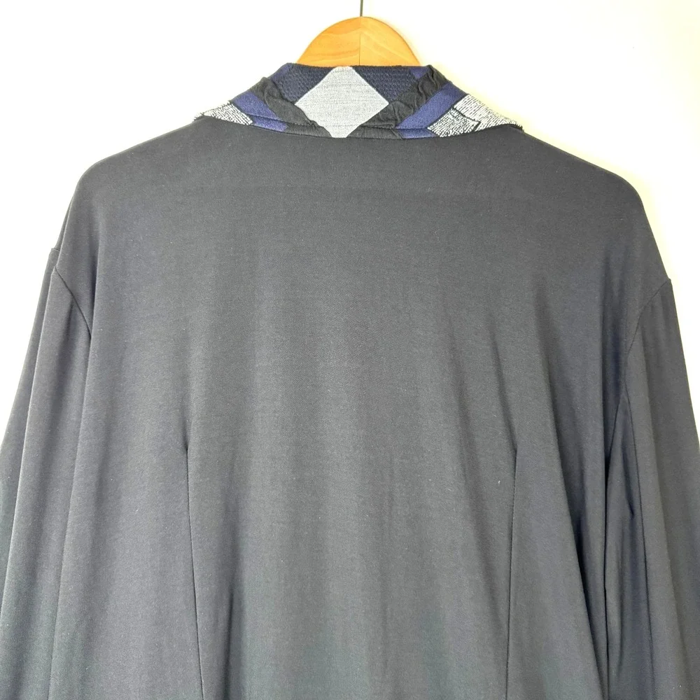MIB Making it‎ Big Duster Jacket Womens 1X Black Blue Geometric Long Cardigan